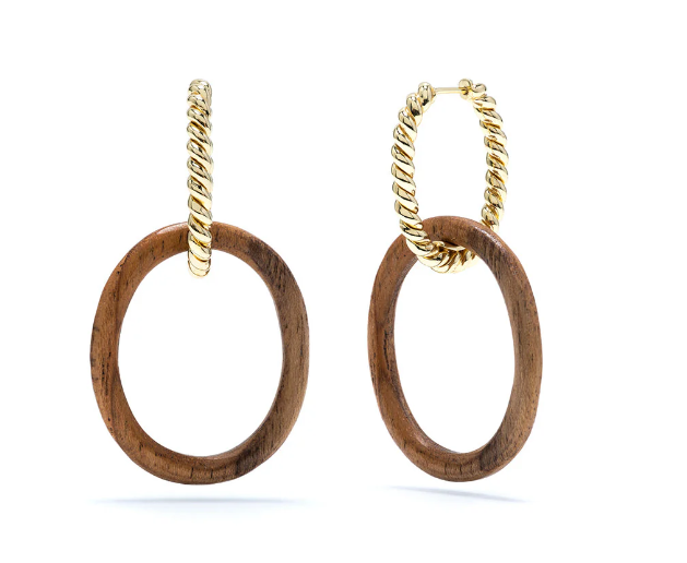 Earth Goddess Link Earrings in Teak