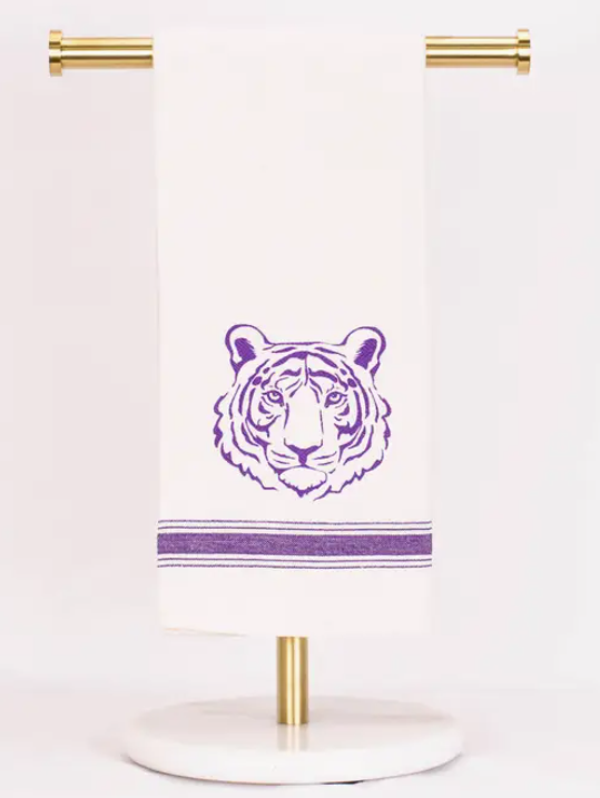 Get Em Tiger Hand Towel Cream/Purple