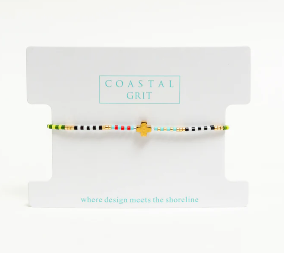 Coastal Cross Bracelet- Neon Yellow