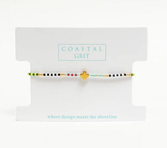 Coastal Cross Bracelet- Neon Yellow