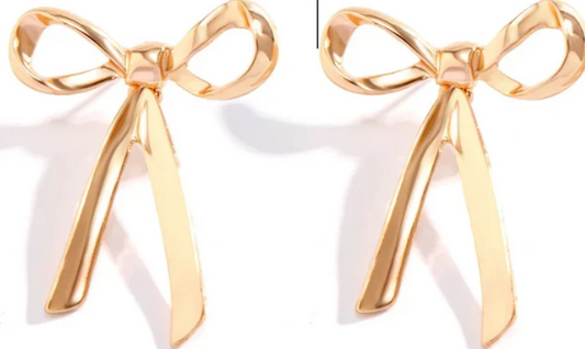 Gold Thin Bow Earrings