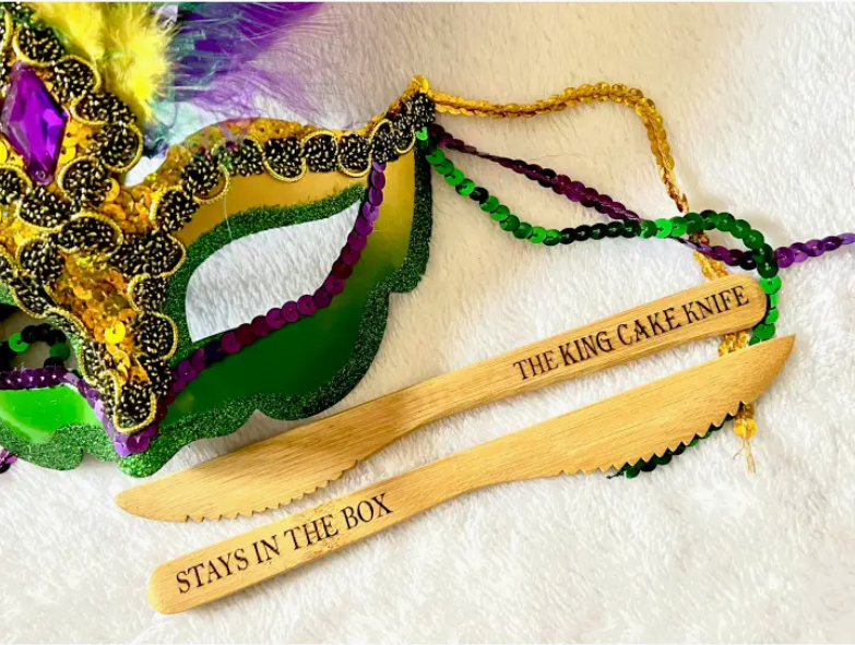 Double Sided King Cake Knife Mardi Gras Stays in the Box