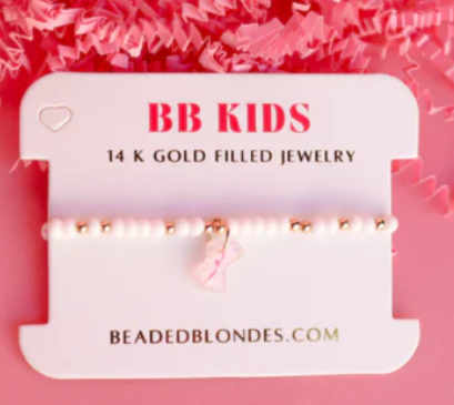 Pink Bow Charm Sprinkle Bracelet (Kids Size)