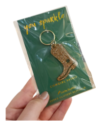 Cowboy Gold Glitter Keychain