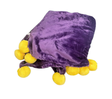 Cozy Pom Pom Throw Pur/Yel