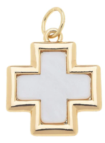 Cross Outline Charm in Mother of Pearl