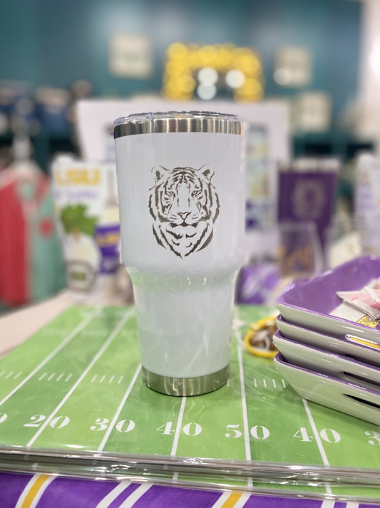 Easy Tiger Etched Tumbler Wht/Stainless