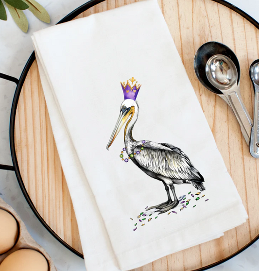 Mardi Gras Pelican Kitchen Towel