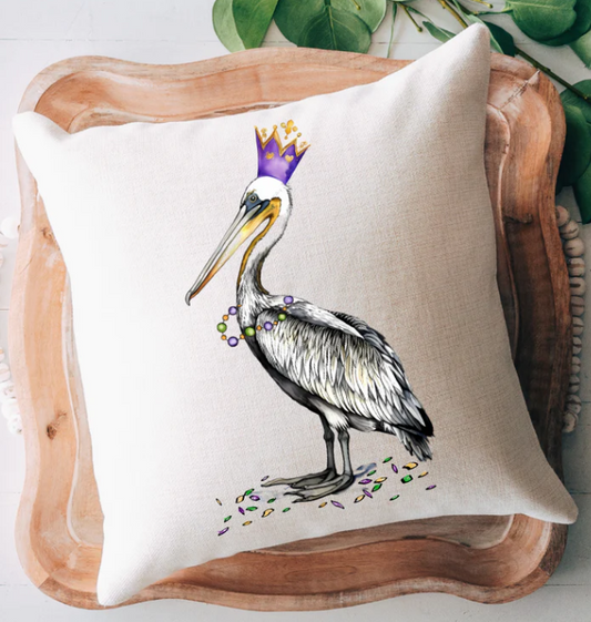 Mardi Gras Pelican Pillow