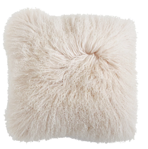 20" Square Mongolian Lamb Fur Pillow