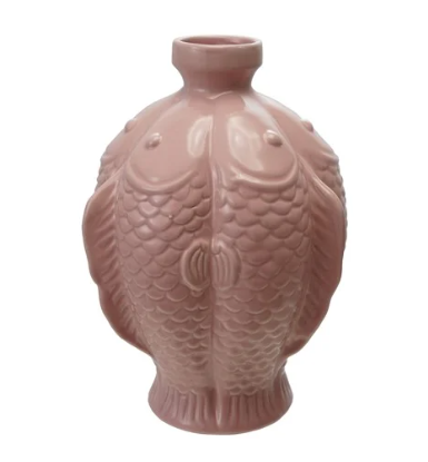 Stoneware Fish Vase Pink