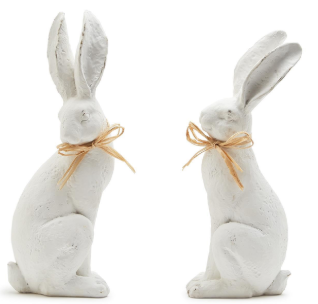 Hare Comes Easter Antiqued White Rabbits