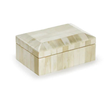 Tiled Bone Jewelry Box with Fabric Lining and Compartments