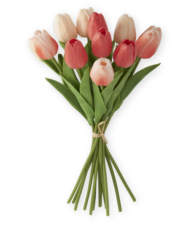 Coral & Peach Real Touch Mini Tulip Bundle