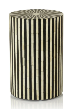 Bone Inlay Striped Round Stool