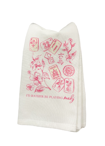 Pink Mahjong Kitchen Towel