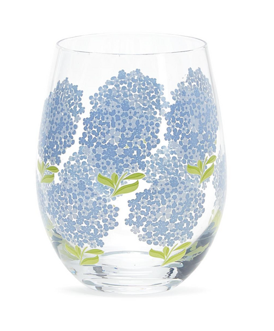 Hydrangea Stemless Wine Glass