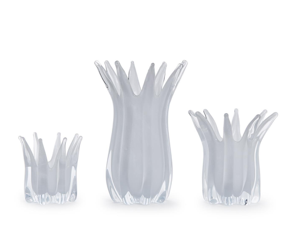 White Blossoms Glass Vases