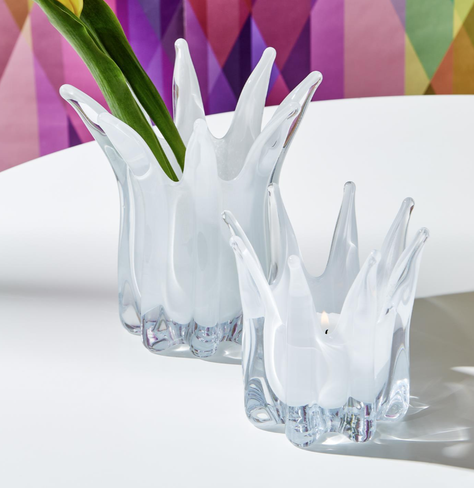 White Blossoms Glass Vases