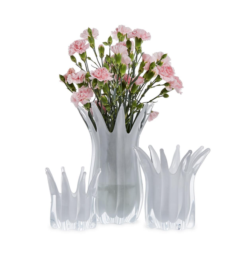 White Blossoms Glass Vases