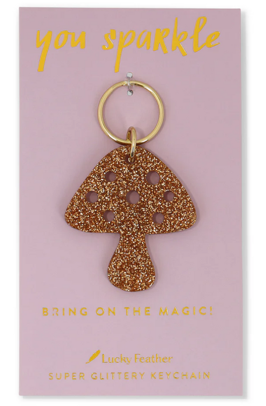 Mushroom Glitter Keychain