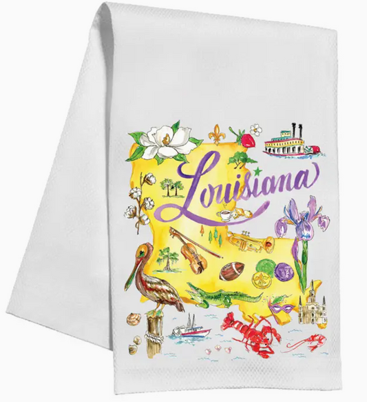 Louisiana Hand Painted Icons Kitchen Towel