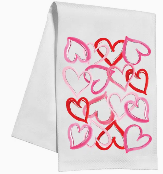 Pink & Red Hearts Kitchen Towel