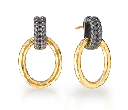 Cleopatra Regal Link Earrings - Gold/Midnight