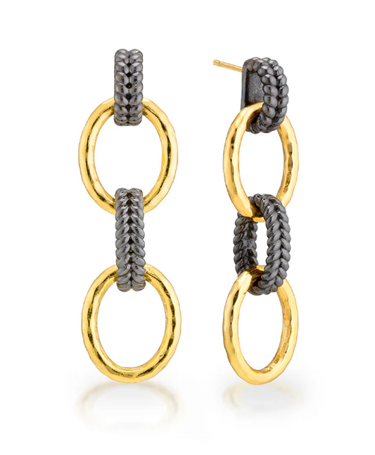 Cleopatra Regal Double Link Earrings - Gold/Midnight