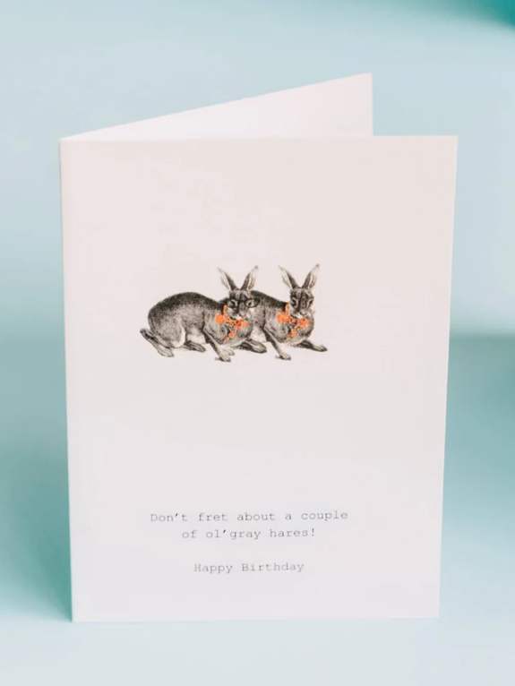 Don't Fret (Gray Hares) Greeting Card