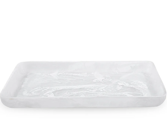 White Swirl Large Rectangular Tray