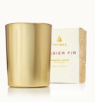 Frasier Fir Gilded Votive Candle, Gold