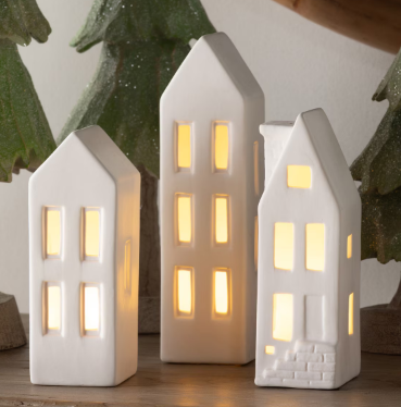 Ceramic LED Lighted Townhouses