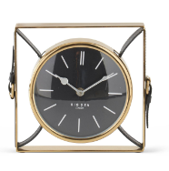 Square Gold Metal w/ Black Leather Big Ben London Table Clock