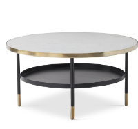 White Marble Top Black Metal & Gold Coffee Table