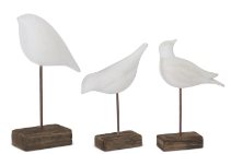 White Wood Shore Birds on Spindles