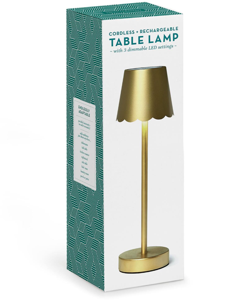 LED Cordless Table Lamp with Scalloped Edge Shade in Gift Box