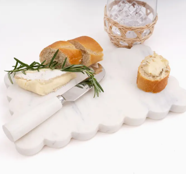 Marble Scalloped Tray and Spreader