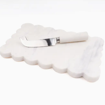 Marble Scalloped Tray and Spreader