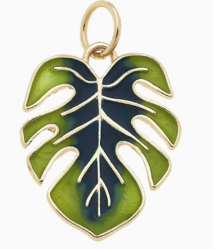 Monstera Enamel Leaf Charm