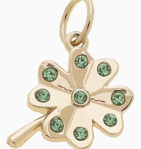 Green Pave Shamrock Charm