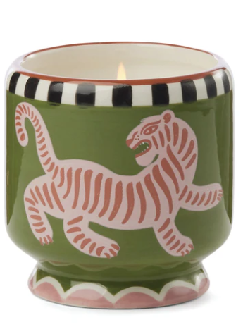 Handpainted "Tiger" Ceramic - Black Cedar & Fig Candle