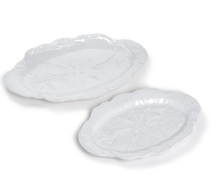 White Cabbage Pattern Melamine Serving Trays / Platters