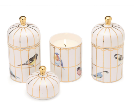 Gilded Cage Lidded Filled Candle with Lemon Verbena Scented Wax in Gift Box