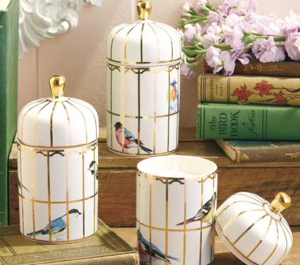 Gilded Cage Lidded Filled Candle with Lemon Verbena Scented Wax in Gift Box