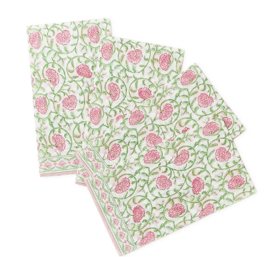 Floral Block Print 3-Ply Paper Dinner Napkin / Guest Towel