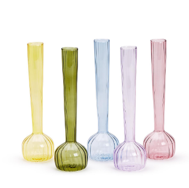 Swirl Hand Blown Glass Bud Vase