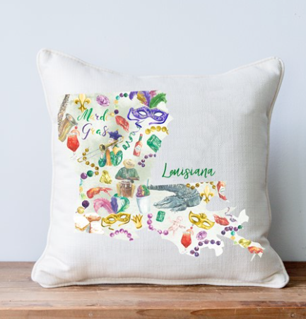 Mardi Gras Pattern State Pillow