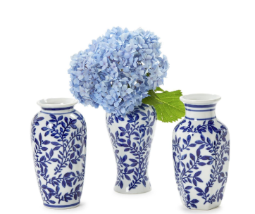 Hand-Painted Blue and White Chinoiserie Vase