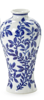 Hand-Painted Blue and White Chinoiserie Vase